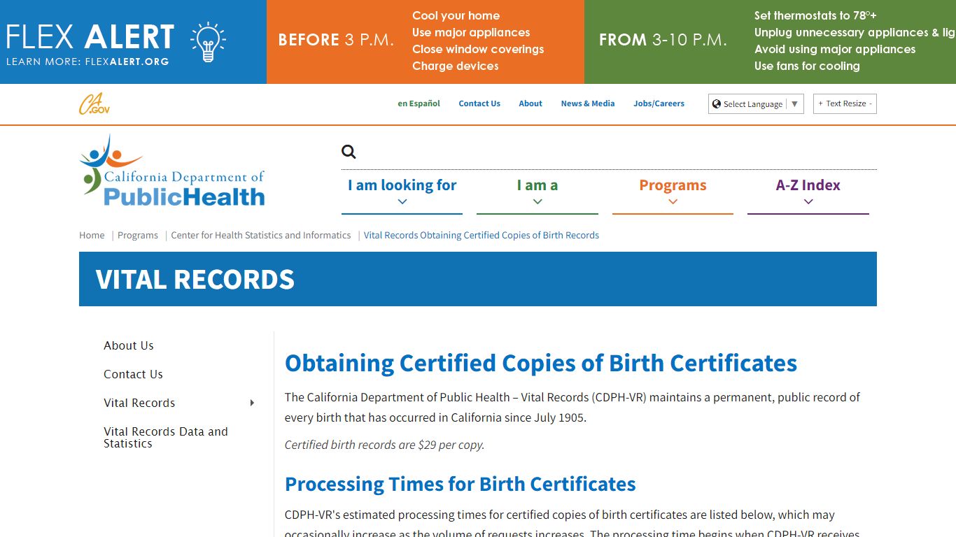Vital Records Obtaining Certified Copies of Birth Records - California